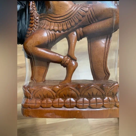 Cambodian Apsaras Dancing Carved Wood - Picture 9 of 12